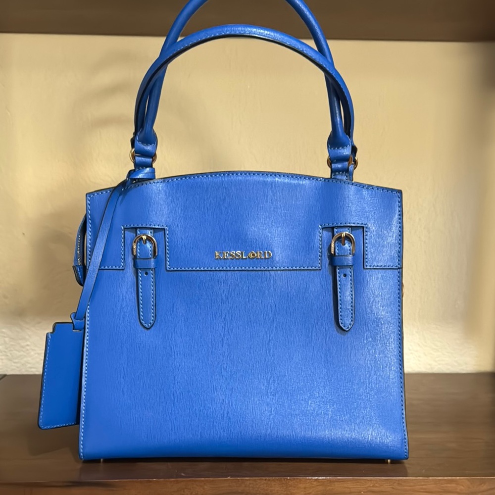 Blue Leather Women's Handbag from Paris